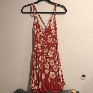 Urban Outfitters auburn red dress with flowers